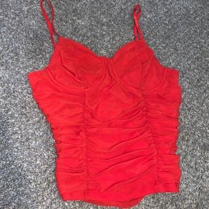 Red Scrunched, Cups, Crop top